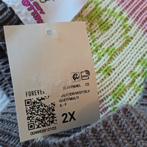 Hello Kitty & Friends Keroppi Sweater Vest Size 2X Pink Grey Green V Neckline - Picture 13 of 14